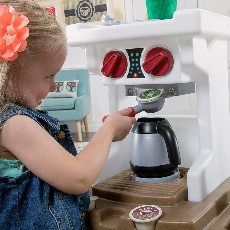 Step2 Coffee Bean Cafe Kids Play Pretend Kitchen Shop Playset with Accessory Set