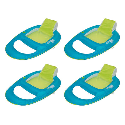 SwimWays Spring Float Inflatable Recliner Pool Lounger, Aqua & Lime (4 Pack)