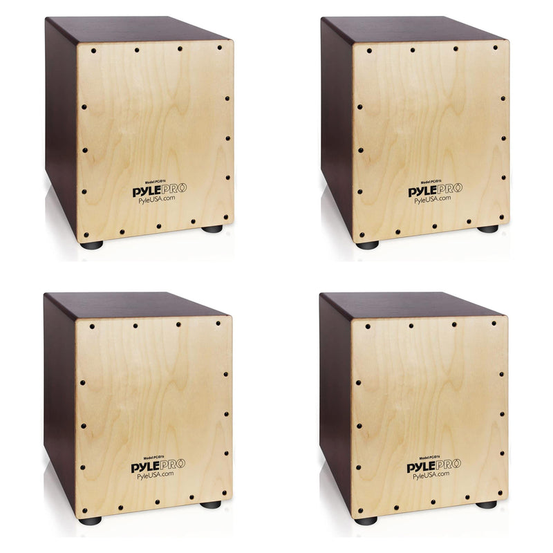 Pyle Wooden Stringed Acoustic Cajon Drum Box Percussion Hand Instrument (4 Pack)