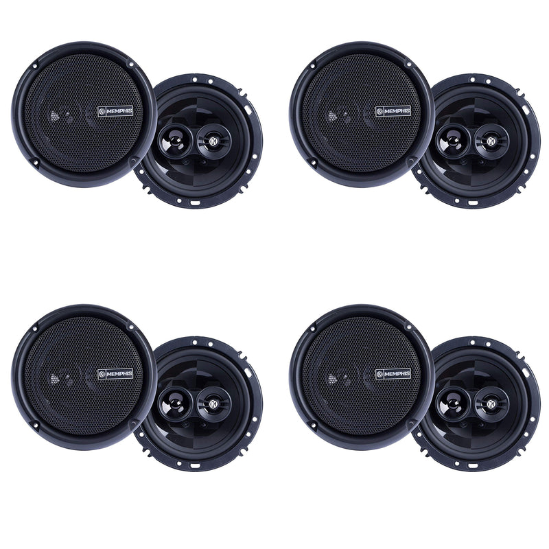 Memphis Audio Power Reference 6.5" 3 Way Car Coaxial Speaker System (4 Pack)