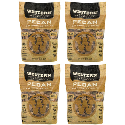 Western 180 cu in. Premium Pecan Wood BBQ Grill/Smoker Cooking Chips (4 Pack)