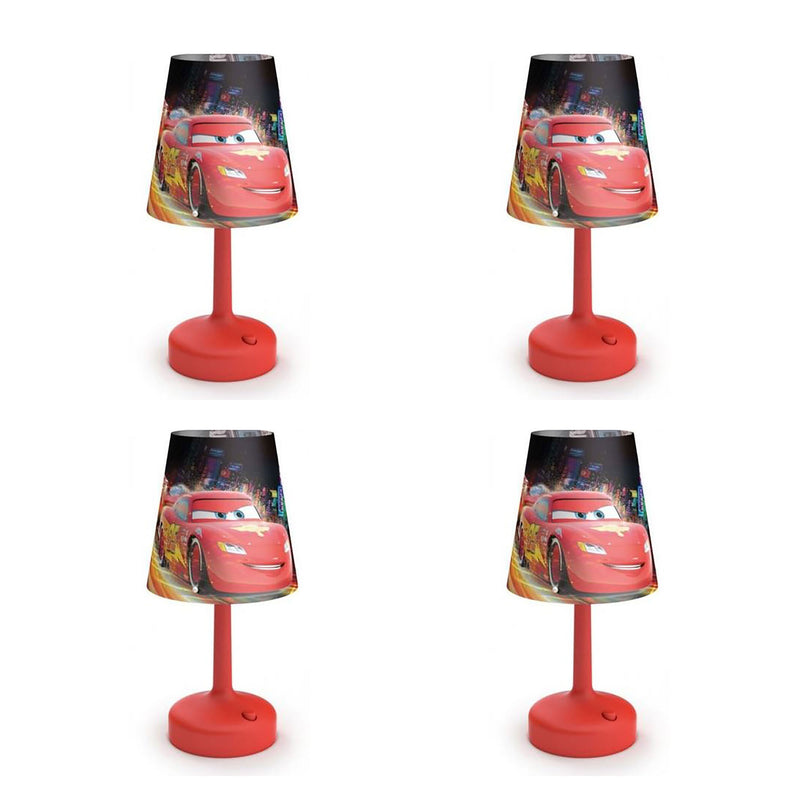 Philips Disney Cars Indoor Portable 10 Inch Kids Lamp with Shade, Red (4 Pack)