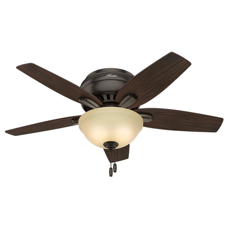 Hunter Low Profile Newsome 42" Ceiling Fan with LED Light and Pull Chain, Bronze