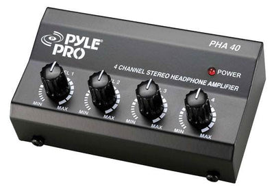 2) PYLE PRO PHA40 Headphones 4 Channel Stereo Amplifiers DJ Amp Headphone Audio