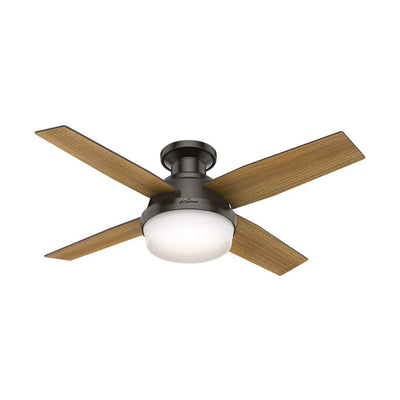 Hunter 44 Inch Dempsey Low Profile Ceiling Fan w/ Light & Remote, Noble Bronze