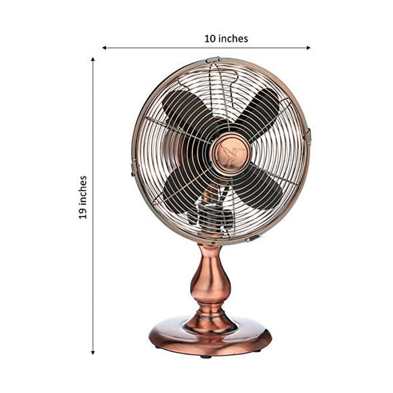 DecoBREEZE DBF6122 Oscillating 3 Speed Air Circulating Table Fan, Brushed Copper