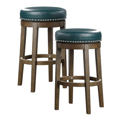 Lexicon Whitby 30.5 Inch Pub Height Round Swivel Seat Bar Stool, Green (4 Pack)