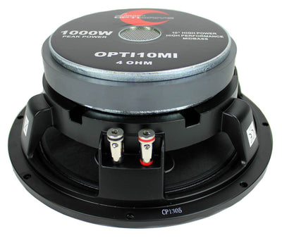 4) Lanzar OPTI10MI 10" 4000 Watt 4-Ohm High Power Mid Bass Car Audio Speakers