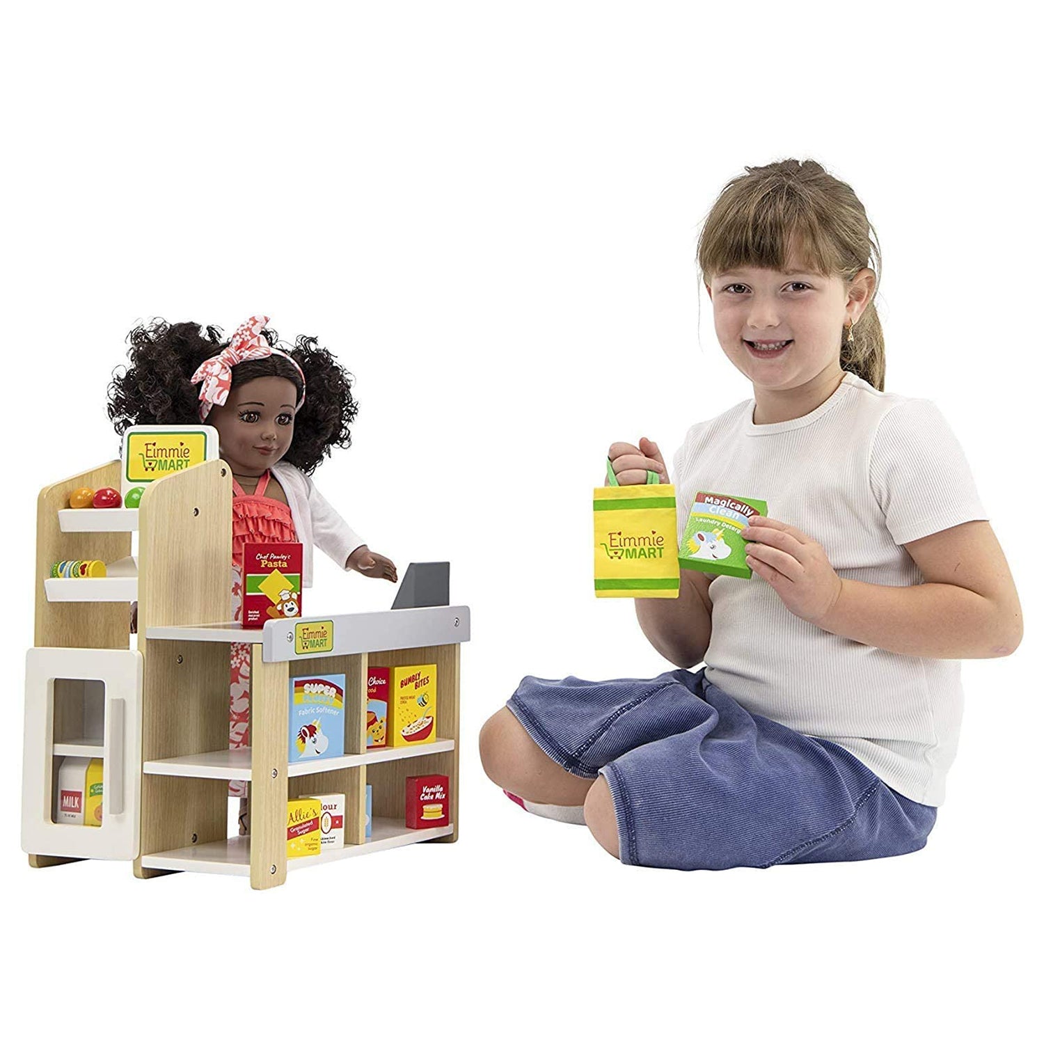 Playtime by Eimmie Wood Grocery Store Playset w/ Acc for 18in Dolls (Open Box) - VMInnovations