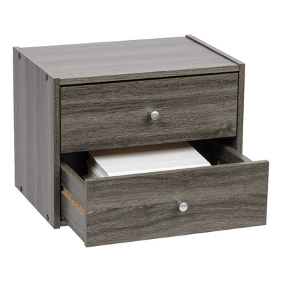 IRIS Tachi Series Modular Wood Stacking Storage Drawer Box Cabinet Cube, Gray