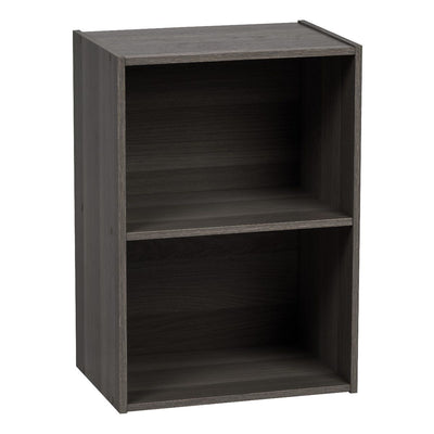 IRIS 2 Tier Short Freestanding Wood Storage Bookshelf Shelf Shelving Unit, Gray