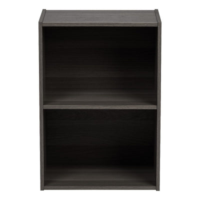 IRIS 2 Tier Short Freestanding Wood Storage Bookshelf Shelf Shelving Unit, Gray
