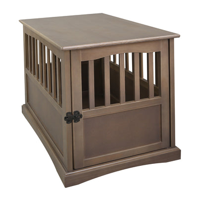 Casual Home Medium Wooden Pet Crate End Table Night Stand, Taupe Gray