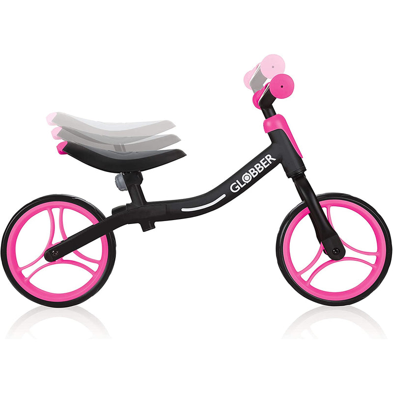 Globber GO BIKE Adjustable Balance Training Bike for Toddlers, Black & Pink