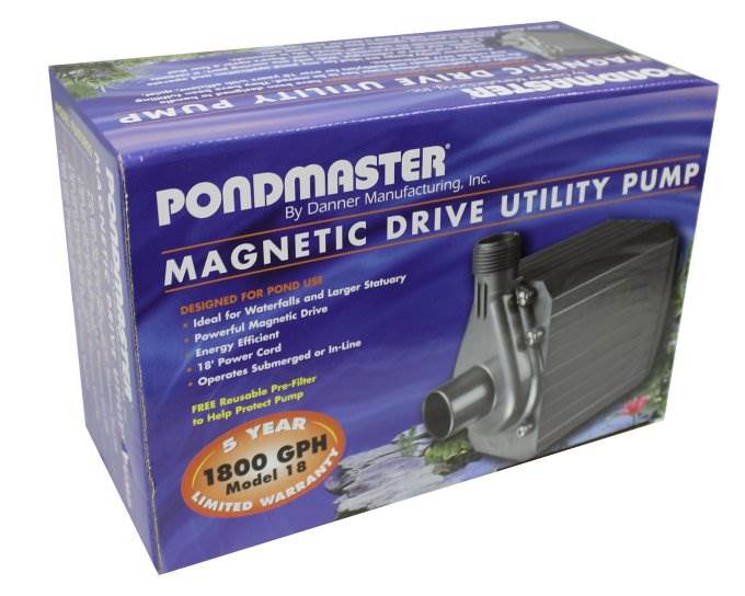 PONDMASTER PM-18 Supreme 1800 GPH Mag Drive Pond Water Pump w/ Solution | 02728