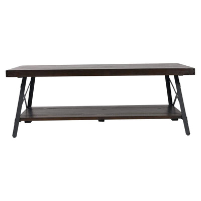 Wallace & Bay Chandler 48 Inch Rustic Open Storage Coffee Table, Pine Dark Brown