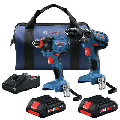 Bosch 18V 1/2" Hammer Drill Driver & Impact Driver Kit (Certified Refurbished)