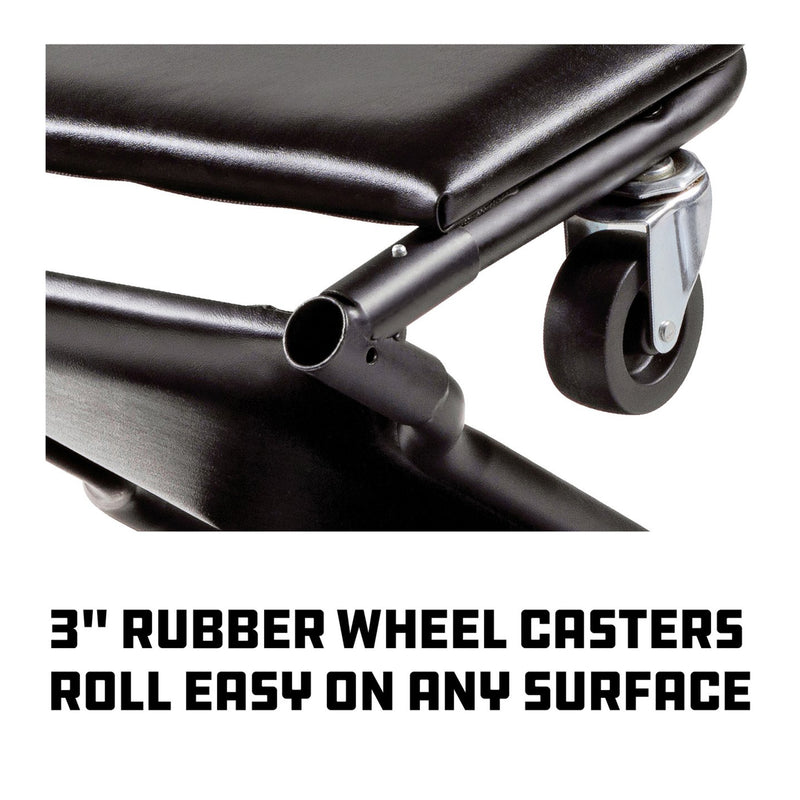 Powerbuilt 620469 Triplex 3-in-1 42 Inch Rolling Garage Shop Floor Creeper Seat