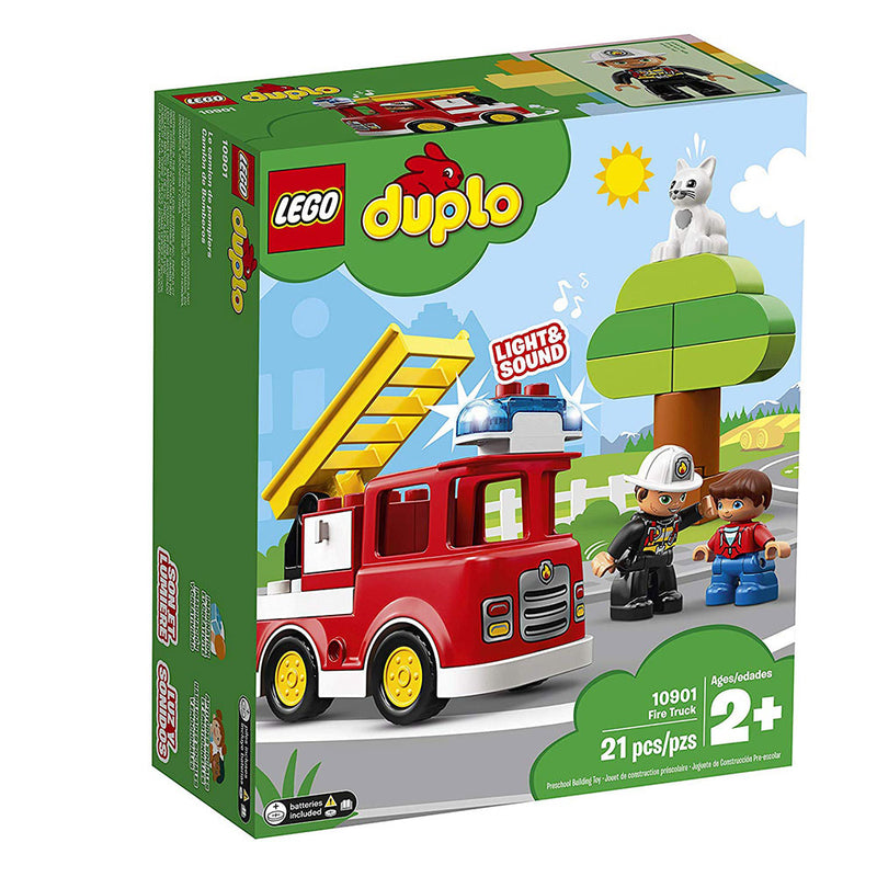 LEGO 10901 Duplo 21 Piece Fire Truck Building Kit with 2 Figures for Toddlers