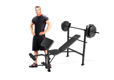Marcy Competitor Combo Workout Bench with 80 Pound Weight Set Gym Equipment