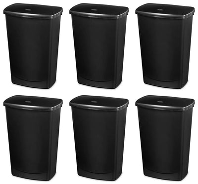 Sterilite 10919006 11.4 Gallon Lift-Top Covered Wastebasket Trash Can, 6 Pack