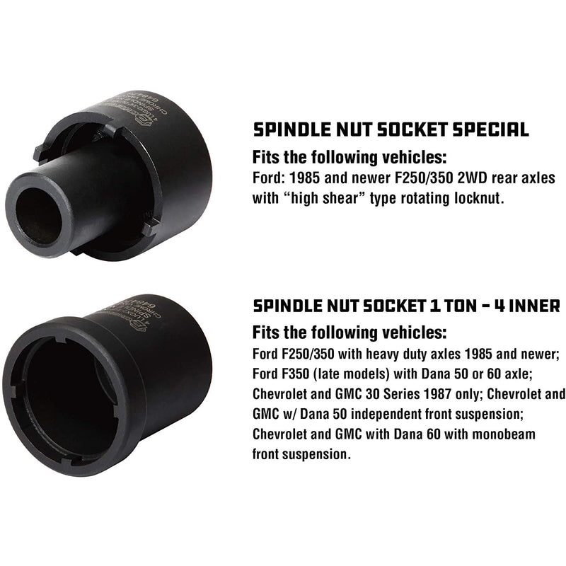 Powerbuilt 648636 Universal 5 Piece Spindle Nut Socket Kit with Carrying Case