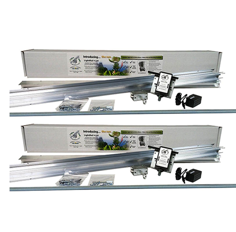 (2) LIGHT RAIL 4.2 AdjustaDrive Complete Grow Light Hanger Reflector Mover Kits
