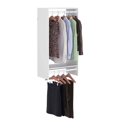 Easy Track 2 Shelf Double Hanging Closet Storage Organizer System w/ Rods, White