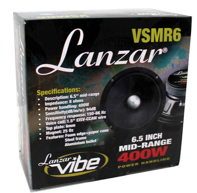 Lanzar 6.5" Vibe Bullet Series 400W Mid-Range Speakers, (2 Pack) | 2 x VSMR6