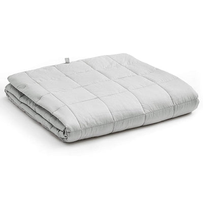 YnM Cotton 60 x 80 In Premium Weighted Blanket for Queen & King Beds, Light Grey