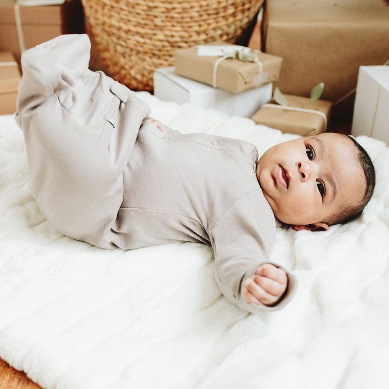 Goumikids Baby Sleeper Gown Organic Bamboo Sleepsack Pajama Clothes, 0-3M Pewter