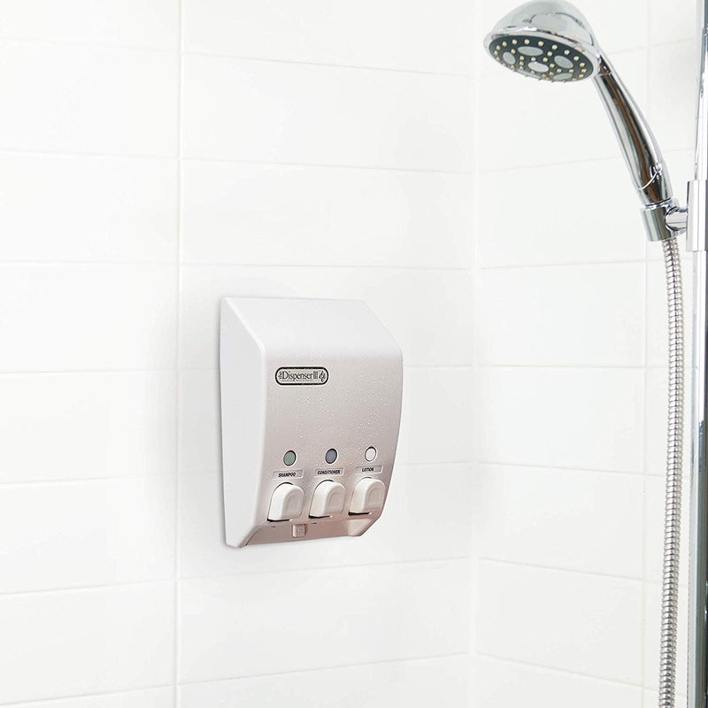 Better Living Products 71355 Classic 3 Chamber Shower Organizer Dispenser, White