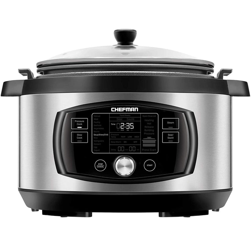 Chefman 8 Quart Electric Multi Function Oval Pressure Cooker, Stainless Steel