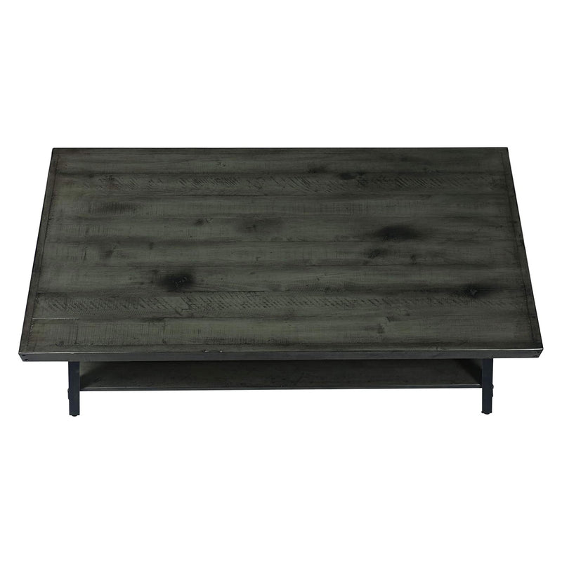 Wallace & Bay Chandler 48 In Long Rustic Open Storage Coffee Table, Antique Gray