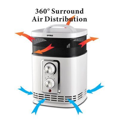 Optimus H-7232 Portable 360 Degree Distribution Ceramic Box Heater w/ Thermostat