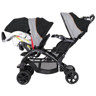 Baby Trend Sit N Stand Travel Toddler & Baby Double Stroller, Millennium Orange