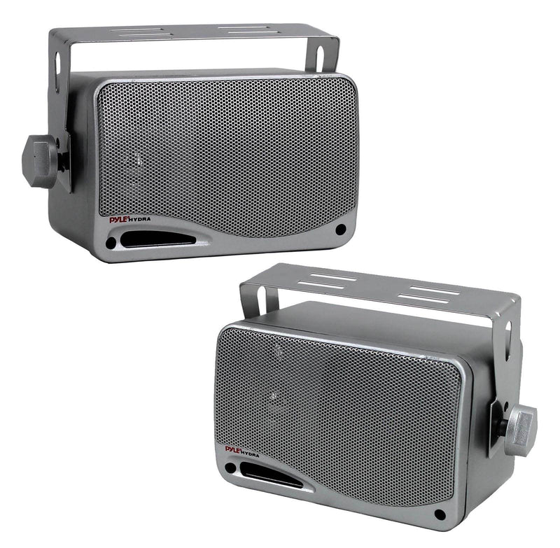 2) PYLE PLMR24S 3.5" 200 Watt Marine Audio Water Proof Mini-Box Speaker System