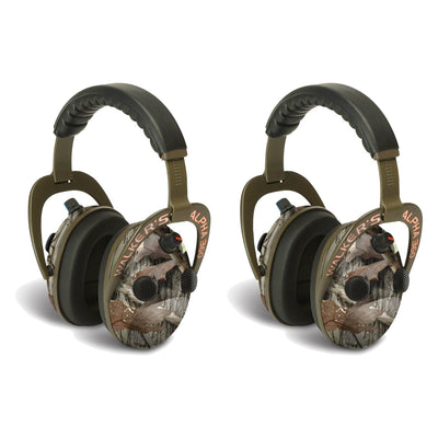 Walkers Alpha Muffs 360 Hunting 9x Hearing Enhancement Earmuffs, Camo (2 Pack)