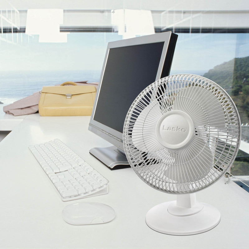 Lasko 12 Inch 3 Speed Ultra Quiet Oscillating Table Top Desk Fan, White 2012