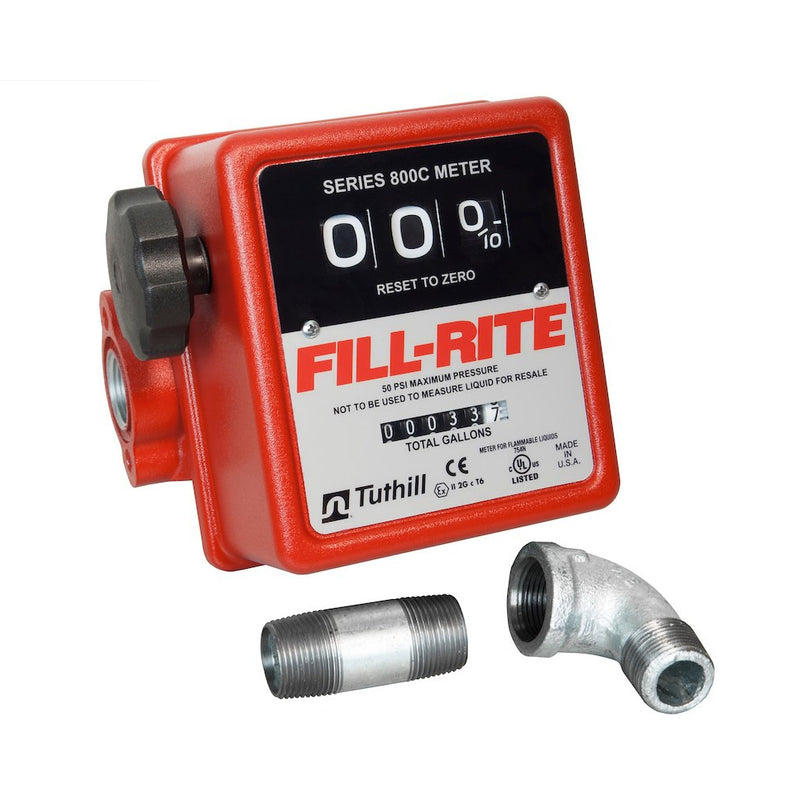 Fill-Rite 807CMK 3 Wheel Mechanical 0.75 Inch 50 PSI 5 to 20 GPM Fuel Tank Meter