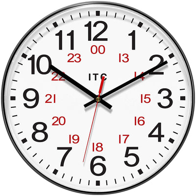 Infinity 90/1224-1 Combination 12/24 Hour Wall Clock 12 Inch Diameter, White