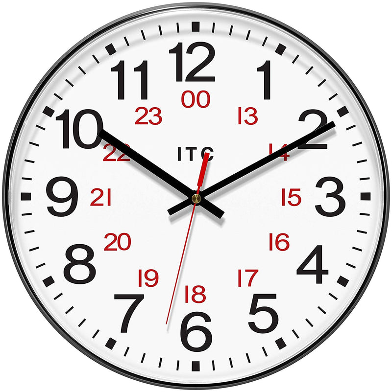 Infinity 90/1224-1 Combination 12/24 Hour Wall Clock 12 Inch Diameter, White