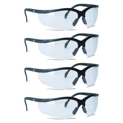 Walkers Clear Lens Poly Carbonate Eye Protection Black Shooting Glasses, 4 Pair