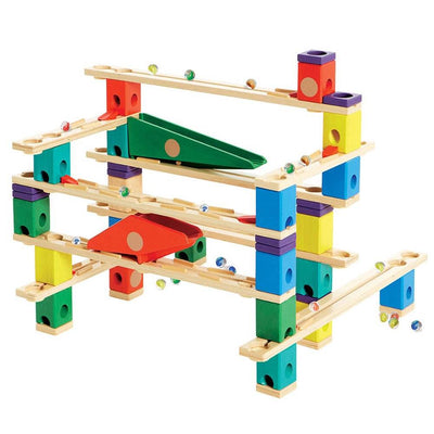 Hape Kid's Autobahn Quadrilla Wooden Puzzle Marble Run Racing Play Maze Set