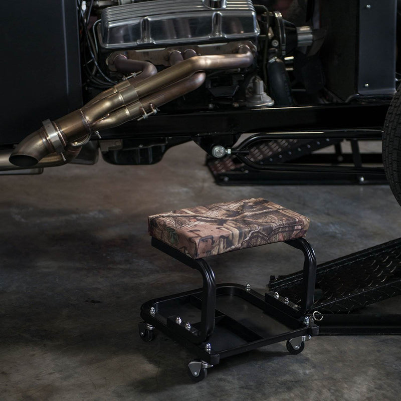 Torin Mossy Oak Rolling Pneumatic Creeper Garage Shop Mechanic Padded Seat Stool