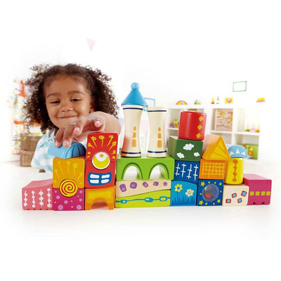 Hape Kids Toddler 26 Piece Fantasia Stacking Wooden Blocks Fantasy Castle Toy