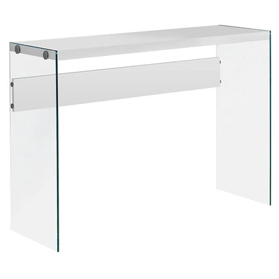 Monarch Specialties Contemporary Accent Console Table with Tempered Glass, White