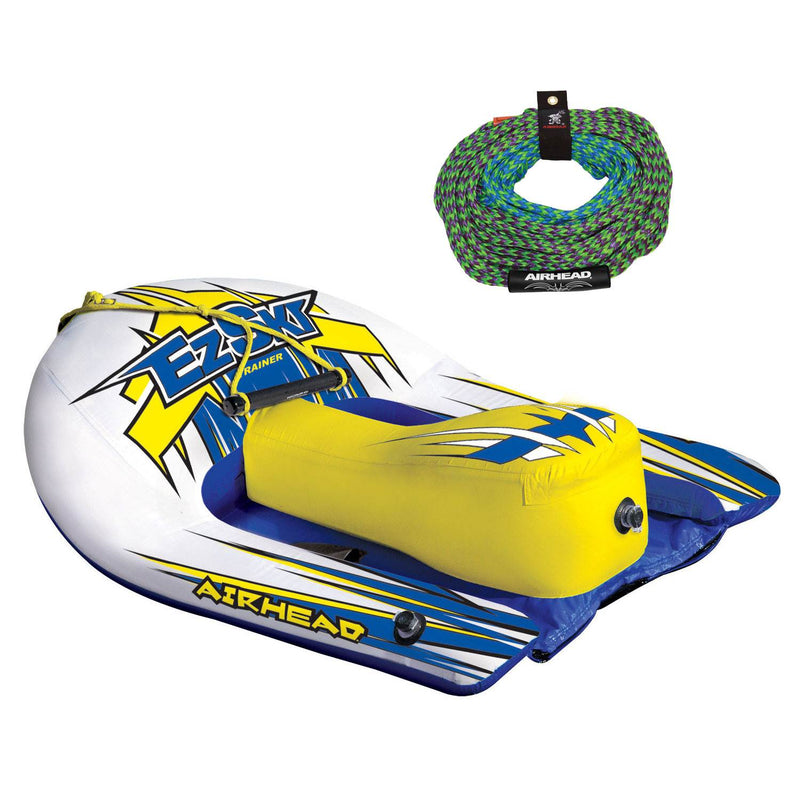 Airhead AHEZ-100 EZ Ski Inflatable Trainer Kids Single Skier Tube with Tow Rope
