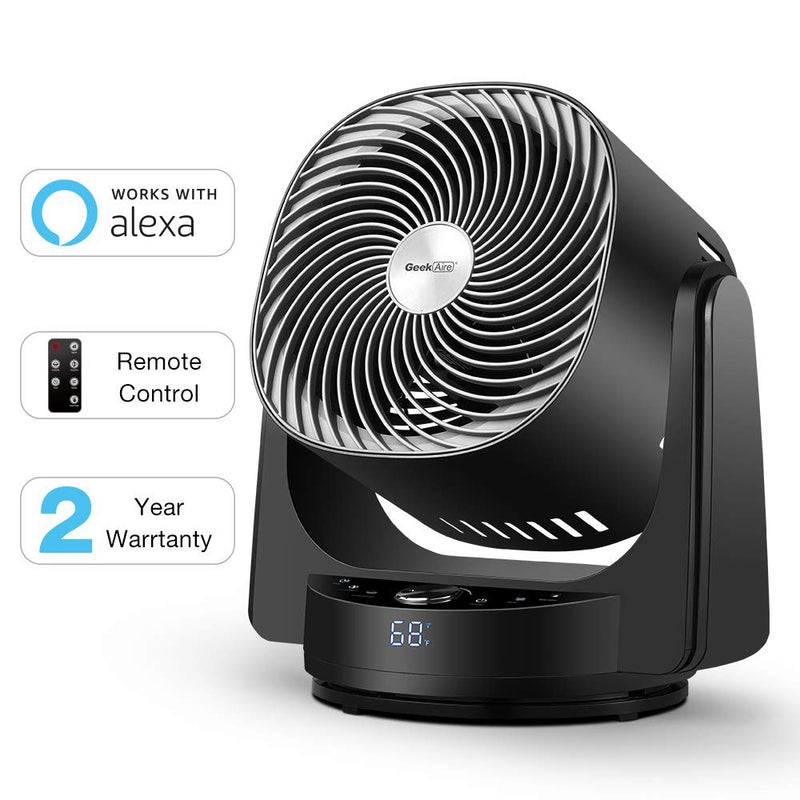 Geek Aire AF1S 8 Inch Indoor Desk Floor Oscillating Fan with 4 Speeds (2 Pack)