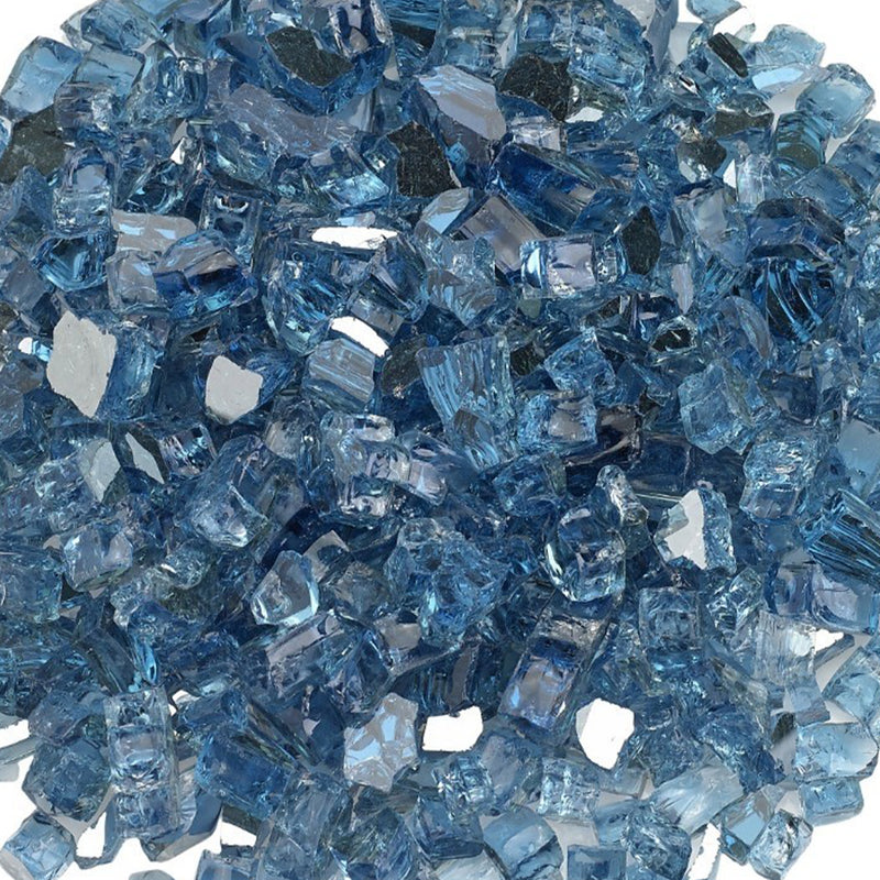 American Fireglass 10 LB Bag 1/2 Inch Reflective Fireplace Glass, Pacific Blue